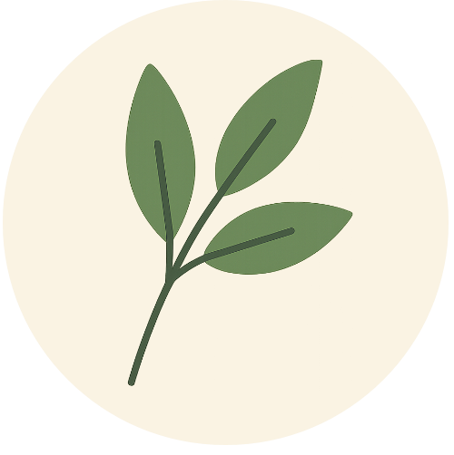 Illustration of a green leaf on a beige background