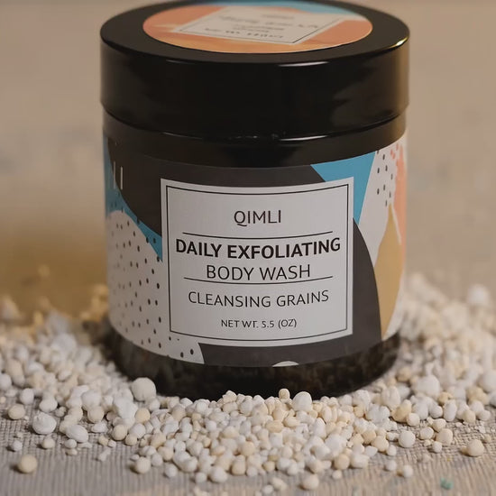 Video of qimli daily exfoliating body wash powder