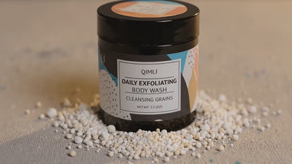 Video of qimli daily exfoliating body wash powder